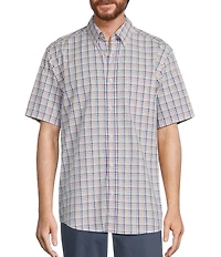 Roundtree & Yorke Short Sleeve Plaid Poplin Sport Shirt