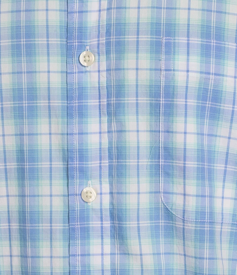Roundtree & Yorke Short Sleeve Medium Plaid Poplin Sport Shirt