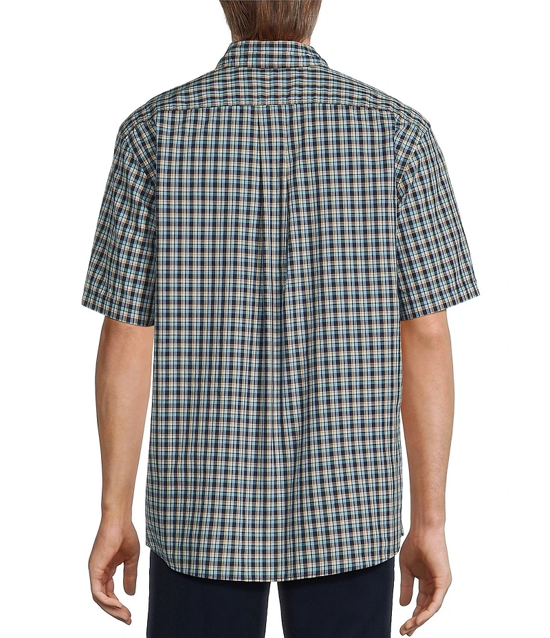 Roundtree & Yorke Short Sleeve Mini Multi-Plaid Poplin Sport Shirt