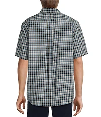 Roundtree & Yorke Short Sleeve Mini Multi-Plaid Poplin Sport Shirt