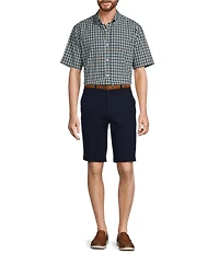 Roundtree & Yorke Short Sleeve Mini Multi-Plaid Poplin Sport Shirt