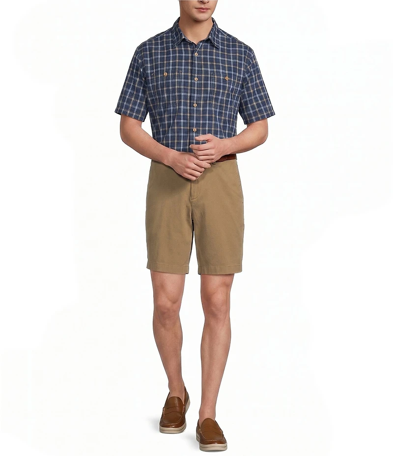 Roundtree & Yorke Short Sleeve Plaid Sport Shirt