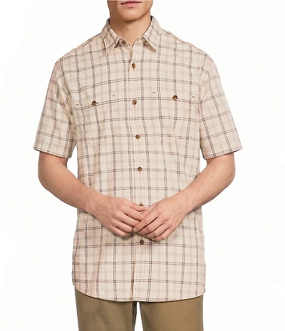 Roundtree & Yorke Short Sleeve Plaid Sport Shirt
