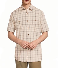 Roundtree & Yorke Short Sleeve Plaid Sport Shirt
