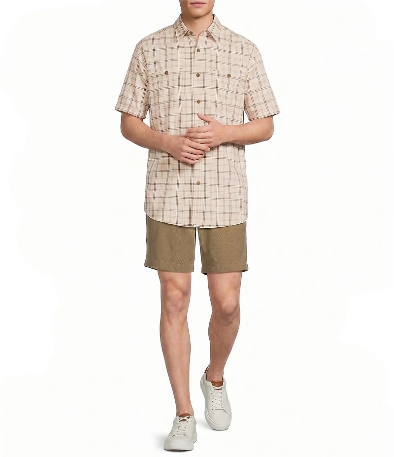 Roundtree & Yorke Short Sleeve Plaid Sport Shirt