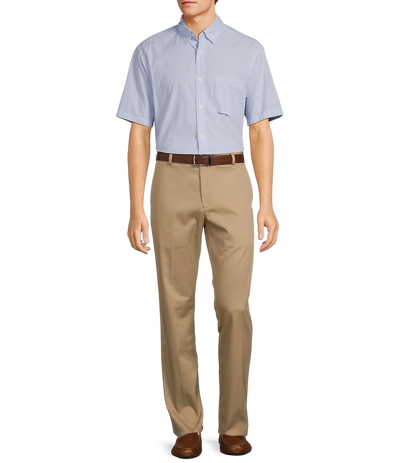 Roundtree & Yorke Short Sleeve Mini Check Poplin Sport Shirt