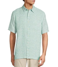 Roundtree & Yorke Short Sleeve Mini Leaf Print Polynosic Sport Shirt