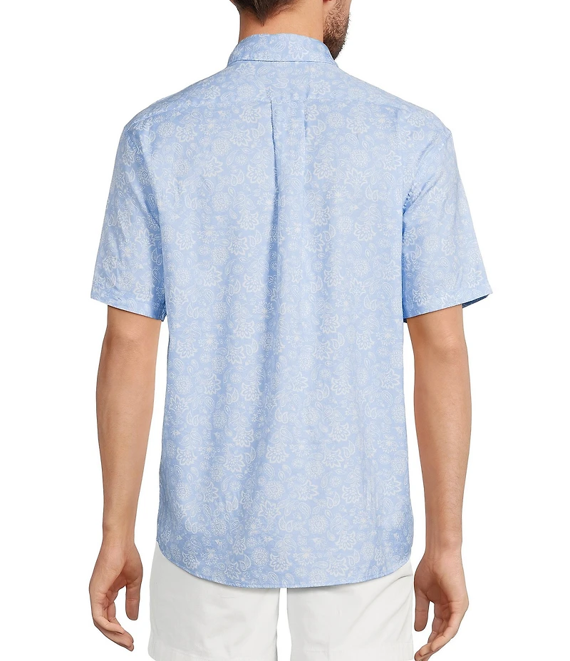 Roundtree & Yorke Short Sleeve Paisley Print Oxford Sport Shirt