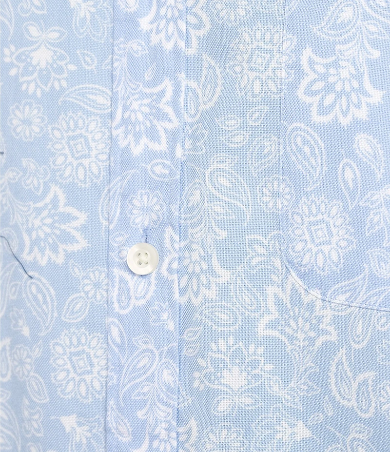Roundtree & Yorke Short Sleeve Paisley Print Oxford Sport Shirt