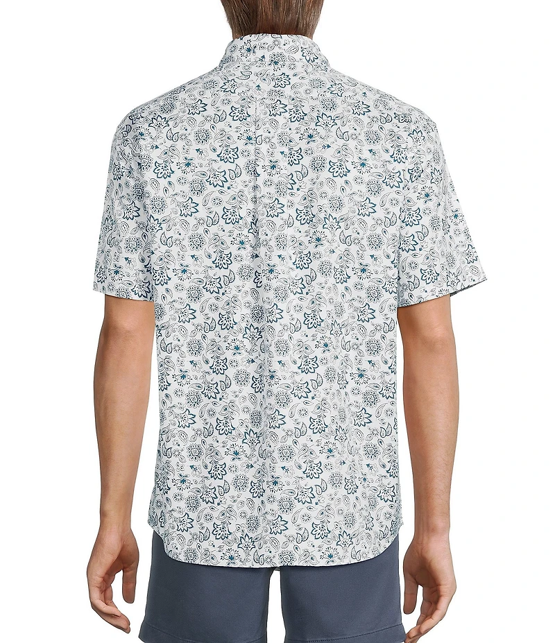 Roundtree & Yorke Short Sleeve Paisley Print Oxford Sport Shirt