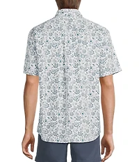 Roundtree & Yorke Short Sleeve Paisley Print Oxford Sport Shirt