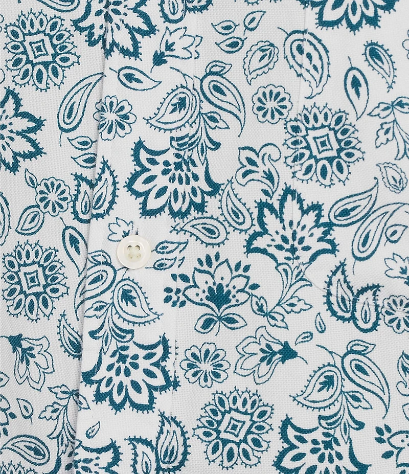Roundtree & Yorke Short Sleeve Paisley Print Oxford Sport Shirt