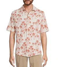 Roundtree & Yorke Short Sleeve Palm Print Coatfront Shirt