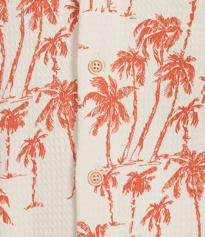 Roundtree & Yorke Short Sleeve Palm Print Coatfront Shirt