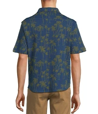 Roundtree & Yorke Short Sleeve Palm Print Coatfront Shirt