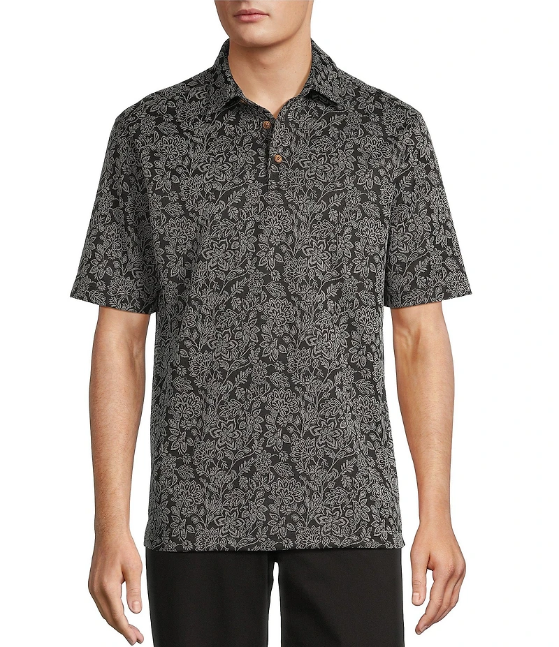 Roundtree & Yorke Short Sleeve Patterned Polynosic Polo Shirt