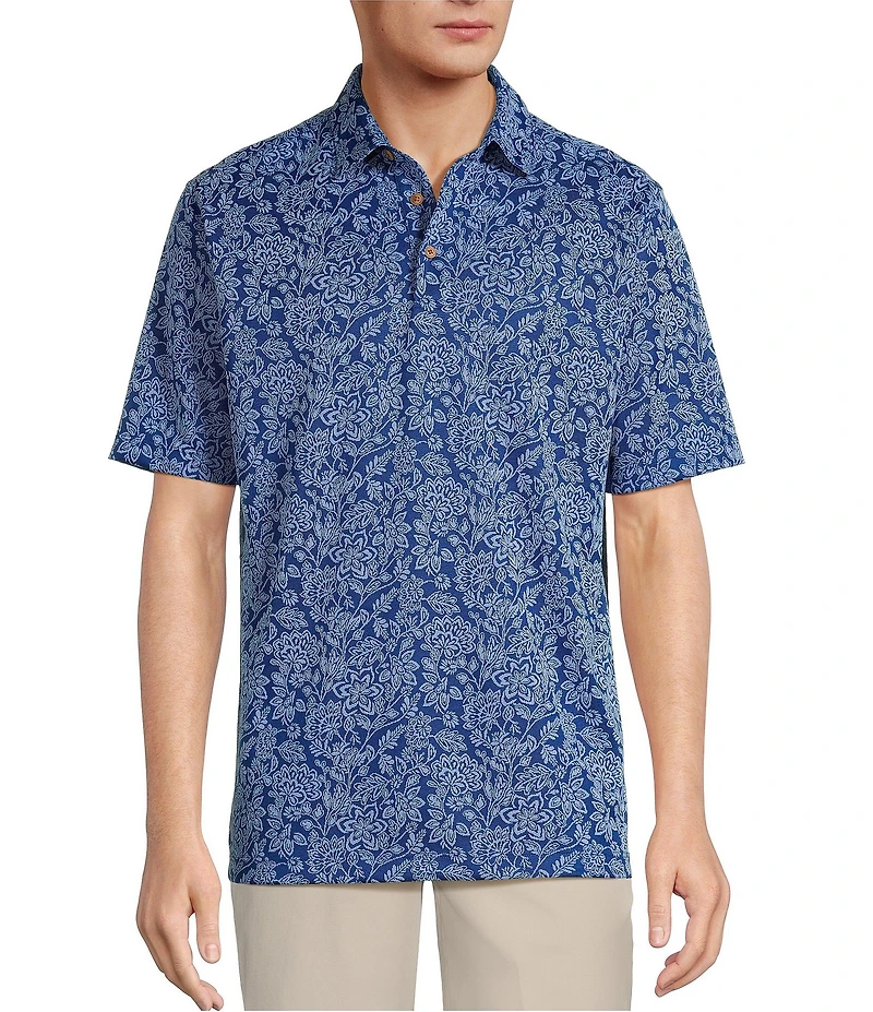 Roundtree & Yorke Short Sleeve Patterned Polynosic Polo Shirt