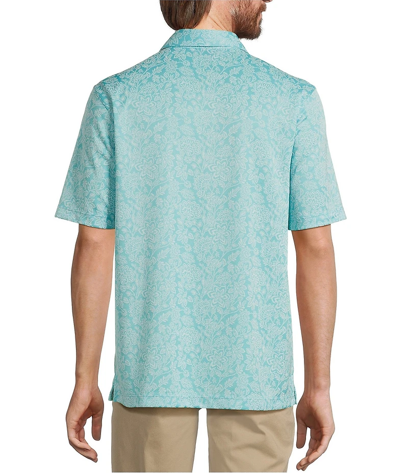 Roundtree & Yorke Short Sleeve Patterned Polynosic Polo Shirt