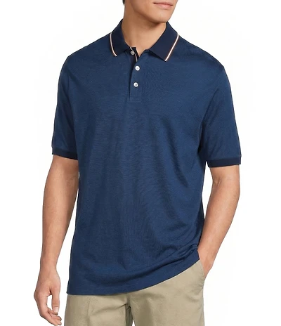 Roundtree & Yorke Short Sleeve Rib Tipped Polo Shirt