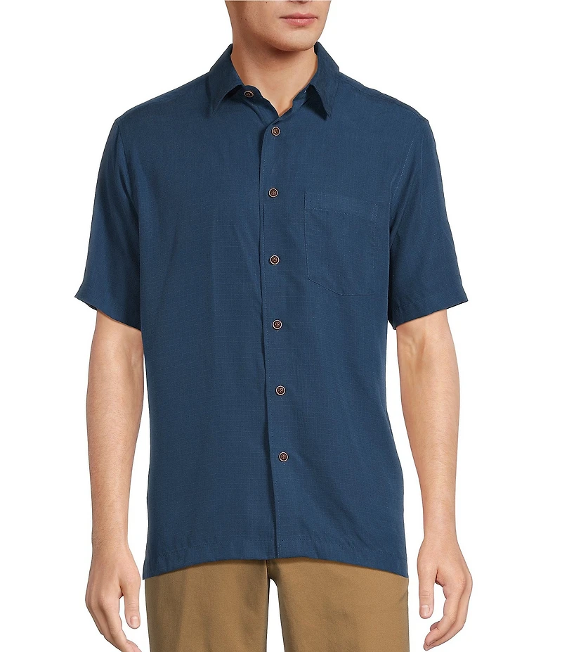 Roundtree & Yorke Short Sleeve Ribstop Solid Sport Shirt