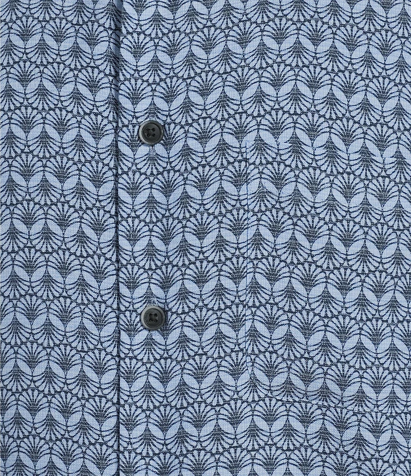 Roundtree & Yorke Short Sleeve Shell Print Polynosic Jacquard Sport Shirt