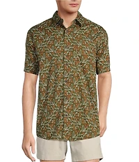 Roundtree & Yorke Short Sleeve Slub Floral Print Sport Shirt