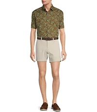 Roundtree & Yorke Short Sleeve Slub Floral Print Sport Shirt