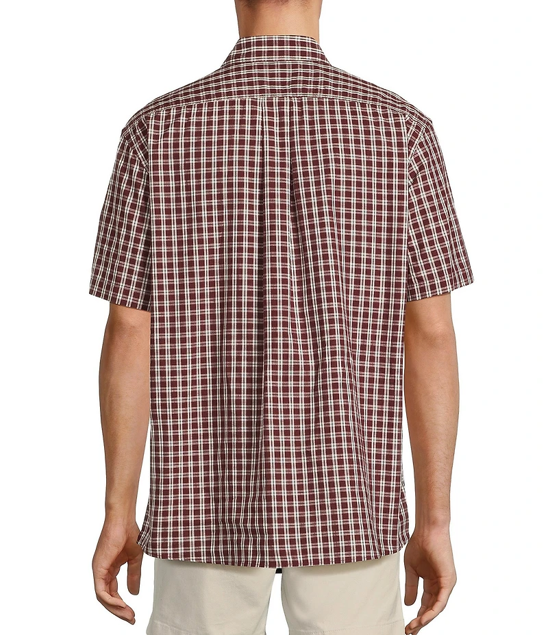 Roundtree & Yorke Short Sleeve Slub Large Plaid Sport Shirt