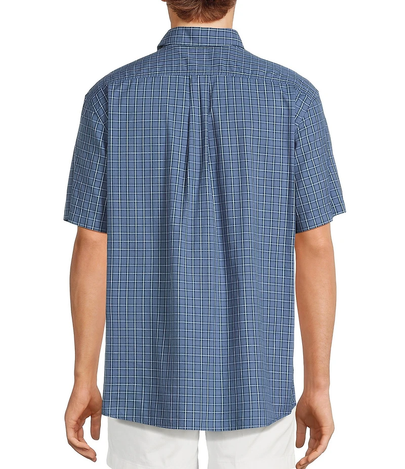 Roundtree & Yorke Short Sleeve Slub Large Plaid Sport Shirt