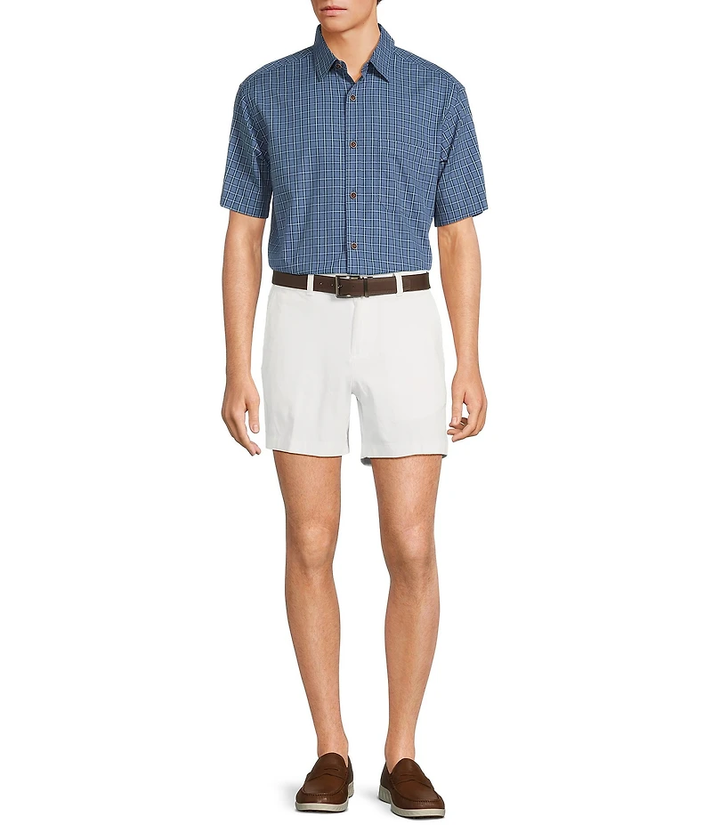 Roundtree & Yorke Short Sleeve Slub Large Plaid Sport Shirt
