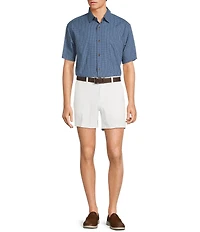 Roundtree & Yorke Short Sleeve Slub Large Plaid Sport Shirt