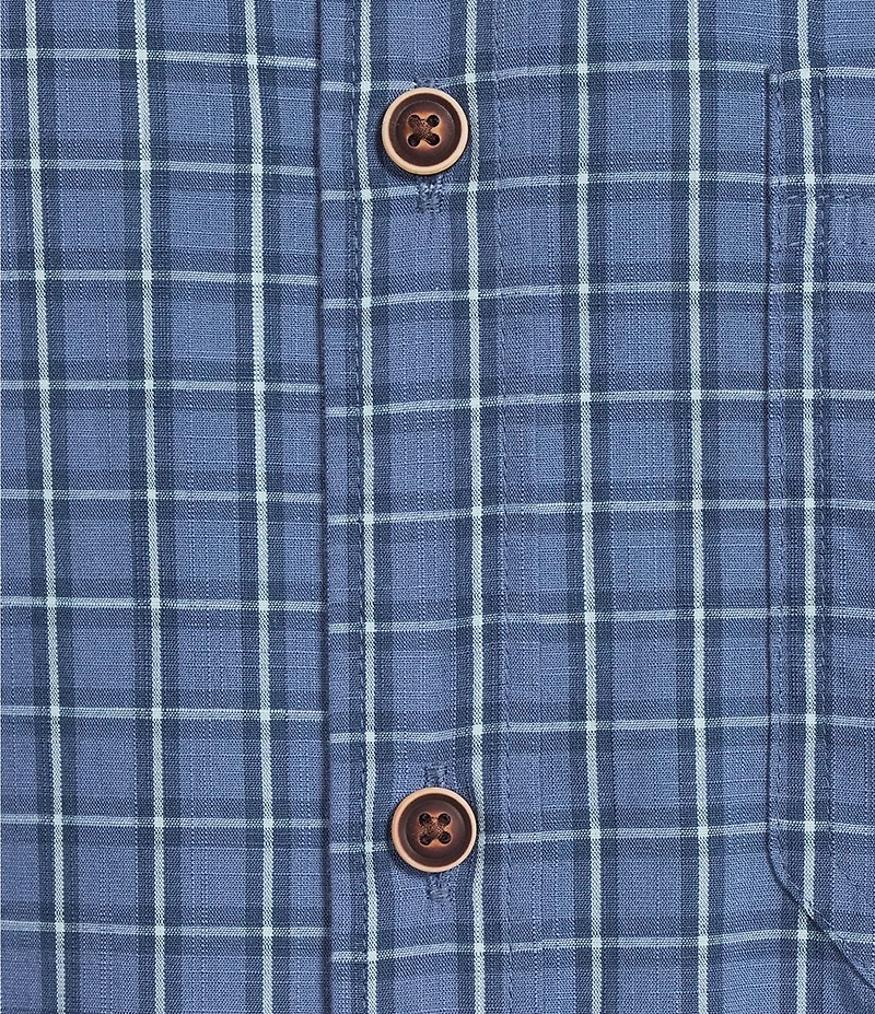 Roundtree & Yorke Short Sleeve Slub Large Plaid Sport Shirt