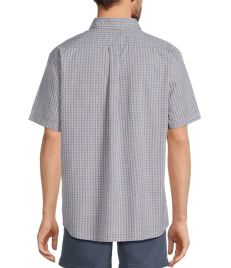 Roundtree & Yorke Short Sleeve Slub Small Plaid Sport Shirt