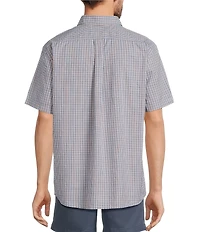 Roundtree & Yorke Short Sleeve Slub Small Plaid Sport Shirt