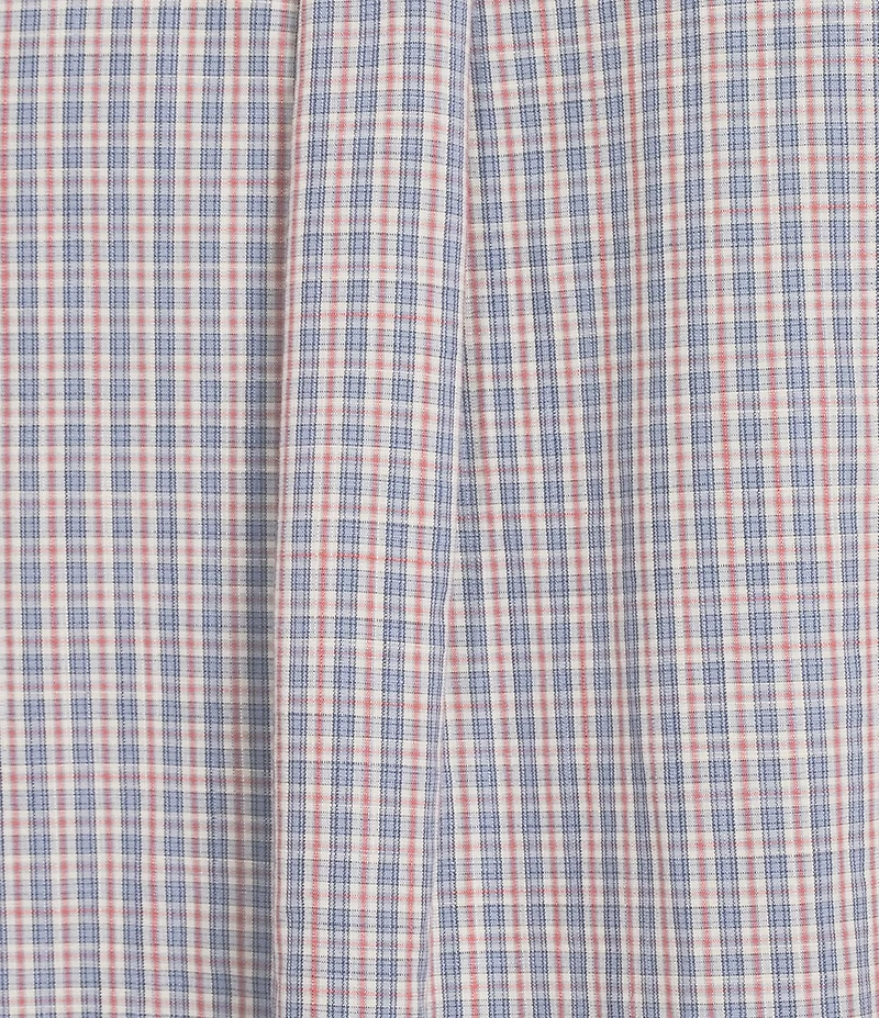 Roundtree & Yorke Short Sleeve Slub Small Plaid Sport Shirt