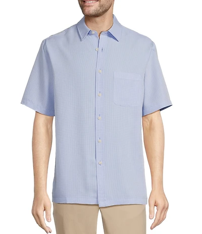 Roundtree & Yorke Short Sleeve Small Check Sport Shirt
