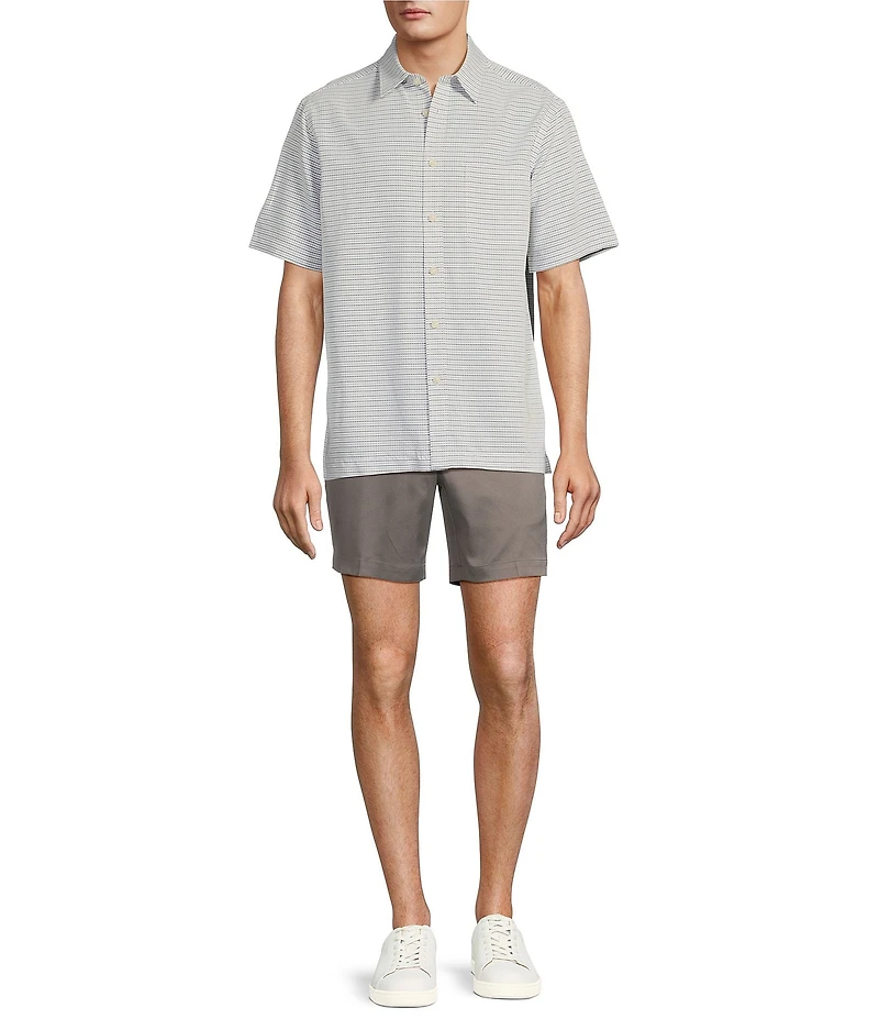 Roundtree & Yorke Short Sleeve Small Checked Polynosic Sport Shirt