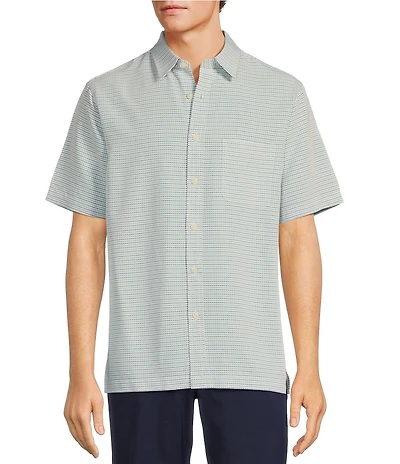 Roundtree & Yorke Short Sleeve Small Checked Polynosic Sport Shirt