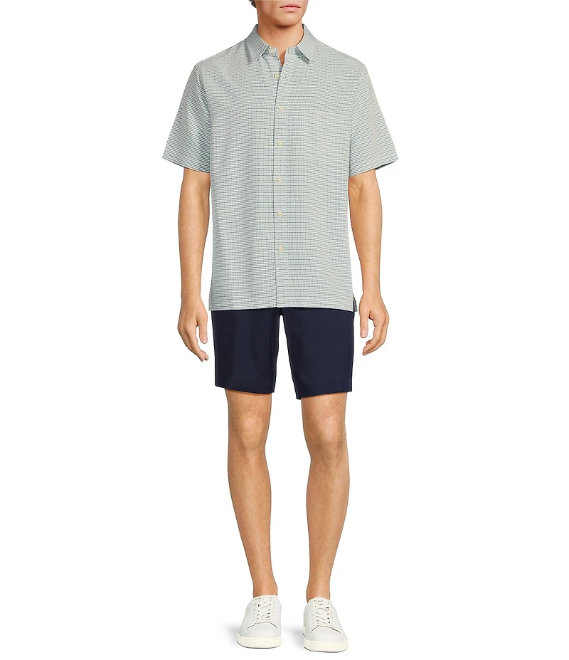 Roundtree & Yorke Short Sleeve Small Checked Polynosic Sport Shirt