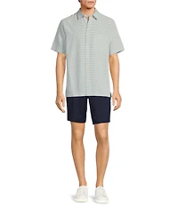 Roundtree & Yorke Short Sleeve Small Checked Polynosic Sport Shirt