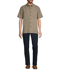 Roundtree & Yorke Short Sleeve Small Geometric Print Sport Shirt