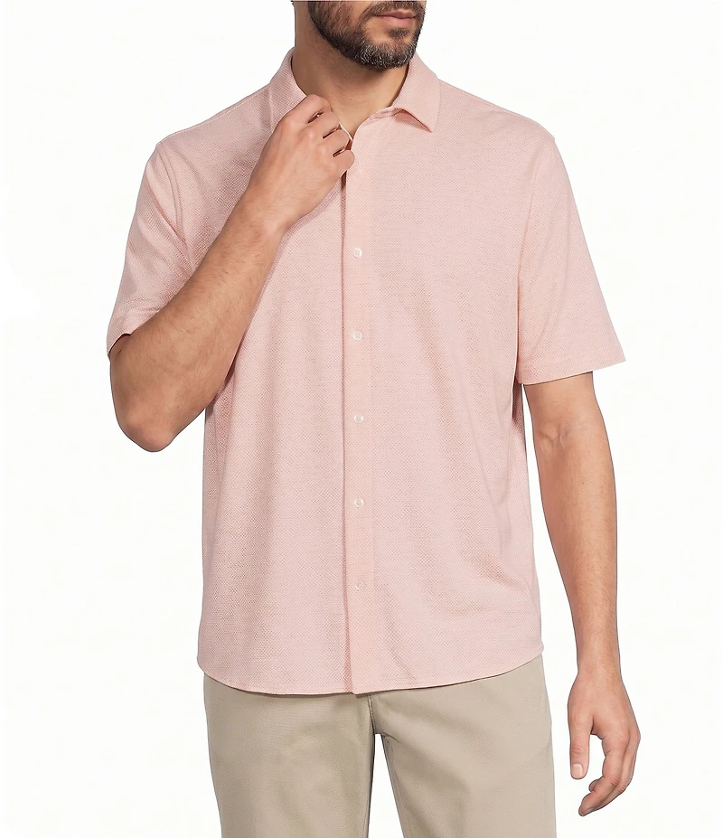 Roundtree & Yorke Short Sleeve Solid Button Front Shirt
