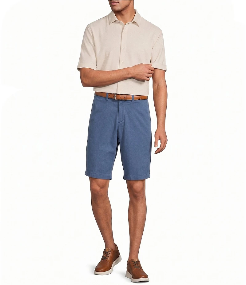 Roundtree & Yorke Short Sleeve Solid Button Front Shirt