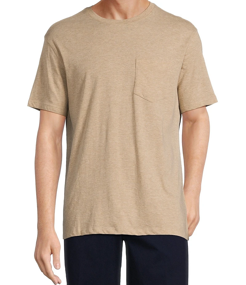 Roundtree & Yorke Short Sleeve Solid Heathered Pocket Crew T-Shirt