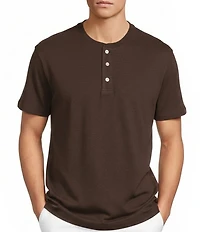 Roundtree & Yorke Solid Cloud Short Sleeve Henley Shirt