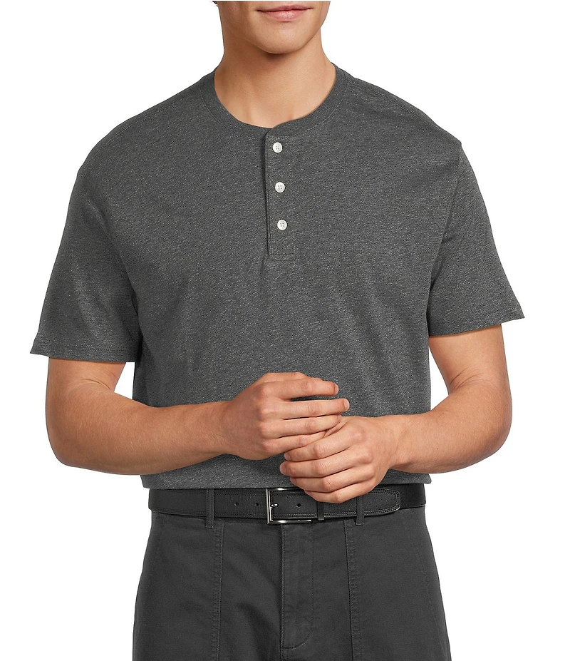 Roundtree & Yorke Solid Cloud Short Sleeve Henley Shirt