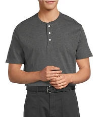 Roundtree & Yorke Solid Cloud Short Sleeve Henley Shirt