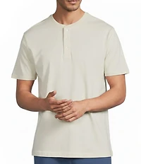 Roundtree & Yorke Solid Cloud Short Sleeve Henley Shirt