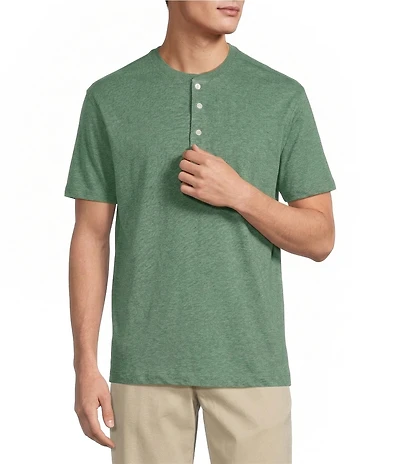 Roundtree & Yorke Solid Cloud Short Sleeve Henley Shirt