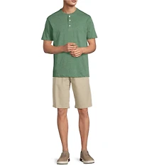 Roundtree & Yorke Solid Cloud Short Sleeve Henley Shirt